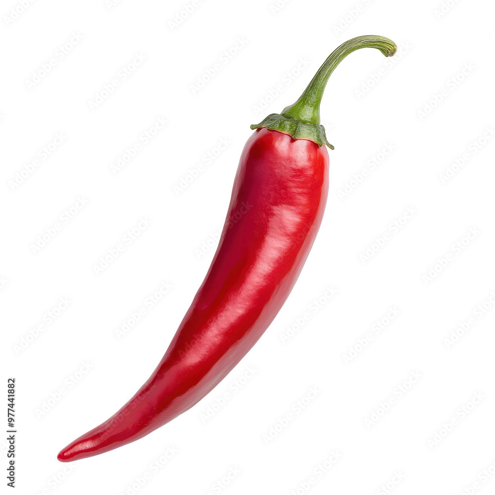 A red pepper is shown in its full length A red pepper is shown in its full length