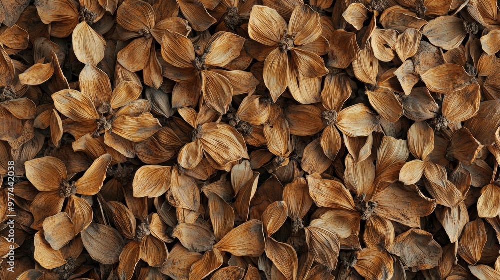 Delicate dried flowers arranged artistically create a textured background in warm hues Delicate dried flowers arranged artistically create a textured background in warm hues