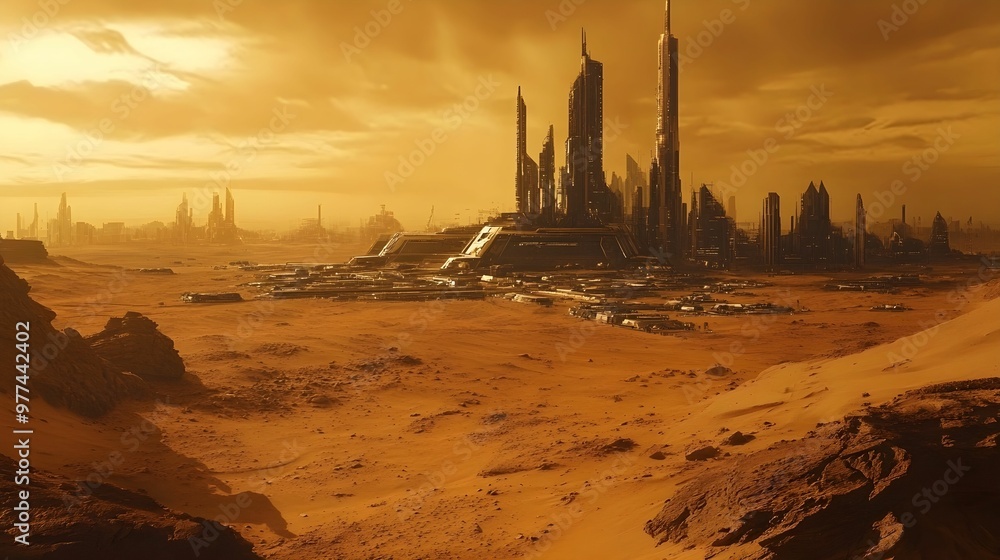 Obraz premium CITY IN AN ALIEN DESERT PLANET