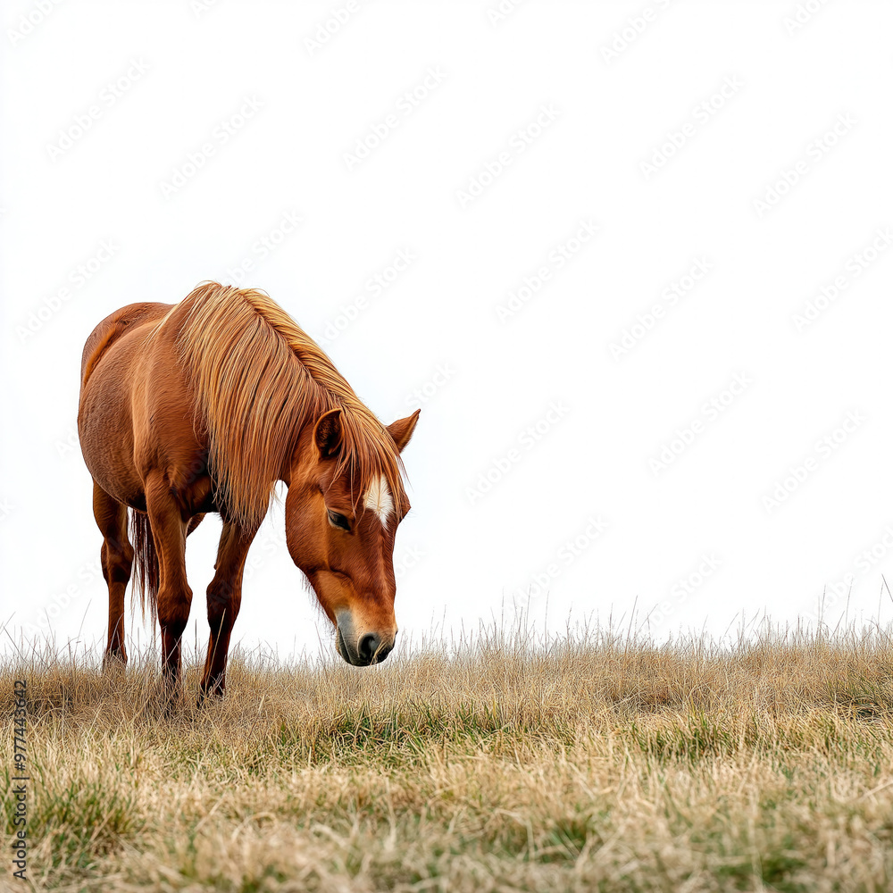 Fototapeta premium Horse Grazing Isolated