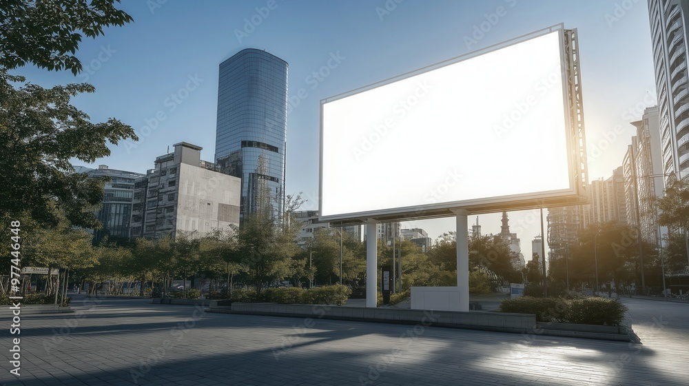 Fototapeta premium Blank Outdoor Billboard in Urban Park Setting