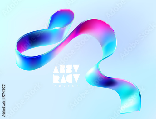 3D colorful twisted ribbon. Abstract geometric element for posters, banner, covers.