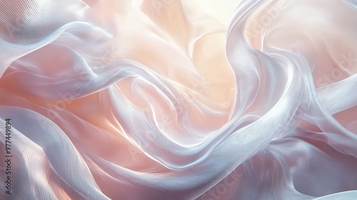 Swirling, translucent ribbons twisting in a soft, ethereal light.