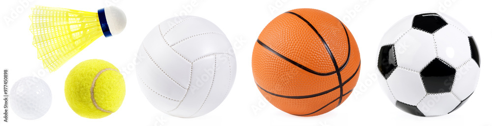 Fototapeta premium Balls isolated on white background without shadow - Ball Sport