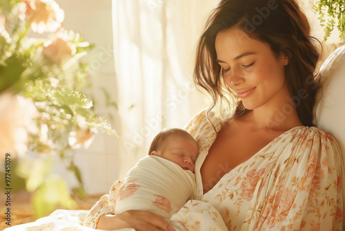 A Mother Softly Cradling He...