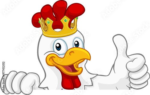 King Chicken Rooster Cockerel Bird Crown Cartoon photo