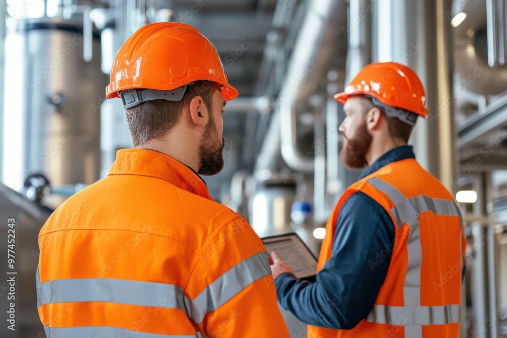 An engineering team working on optimizing energy usage in a large-scale industrial facility, energy efficiency engineering, sustainable industrial process An engineering team working on optimizing energy usage in a large-scale industrial facility, energy efficiency engineering, sustainable industrial process