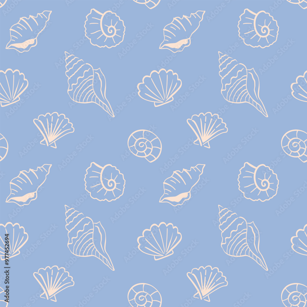 Sea shell seamless pattern. Ocean Seashell Print Sea shell seamless pattern. Ocean Seashell Print