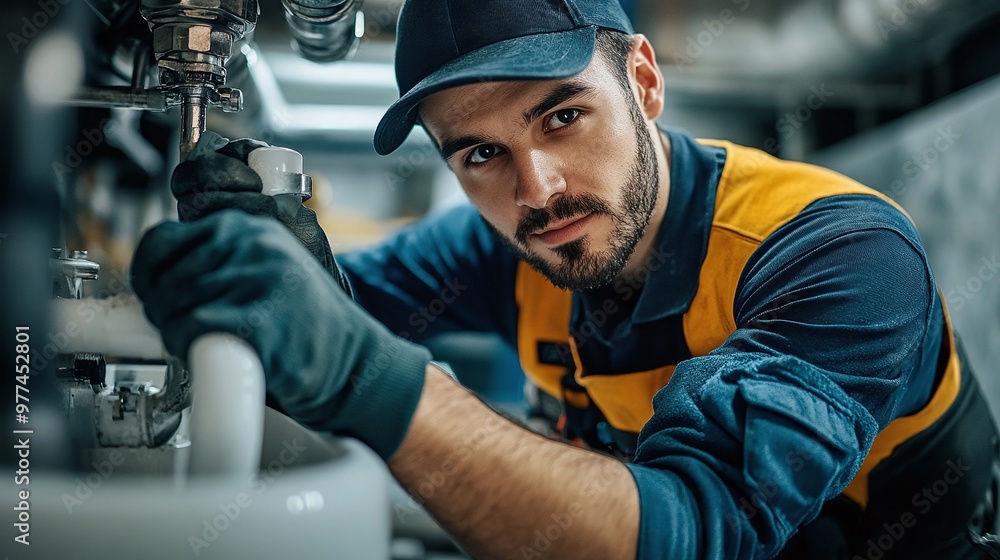 skilled plumber addressing plumbing issues by repairing white sink pipes in a bathroom, providing expert service and solutions skilled plumber addressing plumbing issues by repairing white sink pipes in a bathroom, providing expert service and solutions