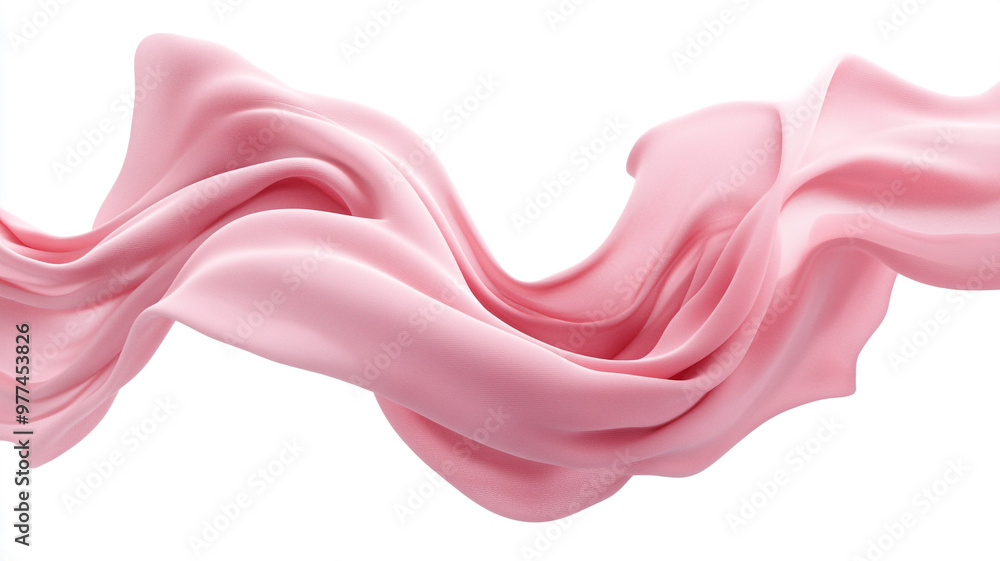 pink luxury fabric flying in the air on a white background. pink luxury fabric flying in the air on a white background.