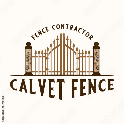 fence logo. iron fence for home yard or horse stable