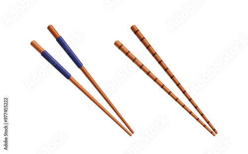 Traditional Korean Wooden Chopsticks On White Background With Elegant Design Patterns Reflecting Cultural Heritage