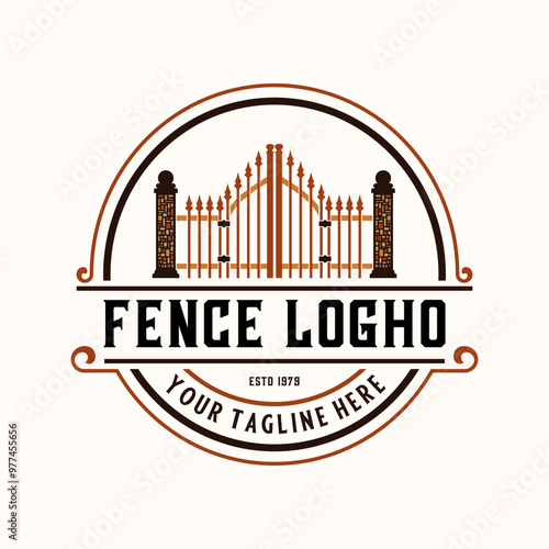 fence logo. iron fence for home yard or horse stable