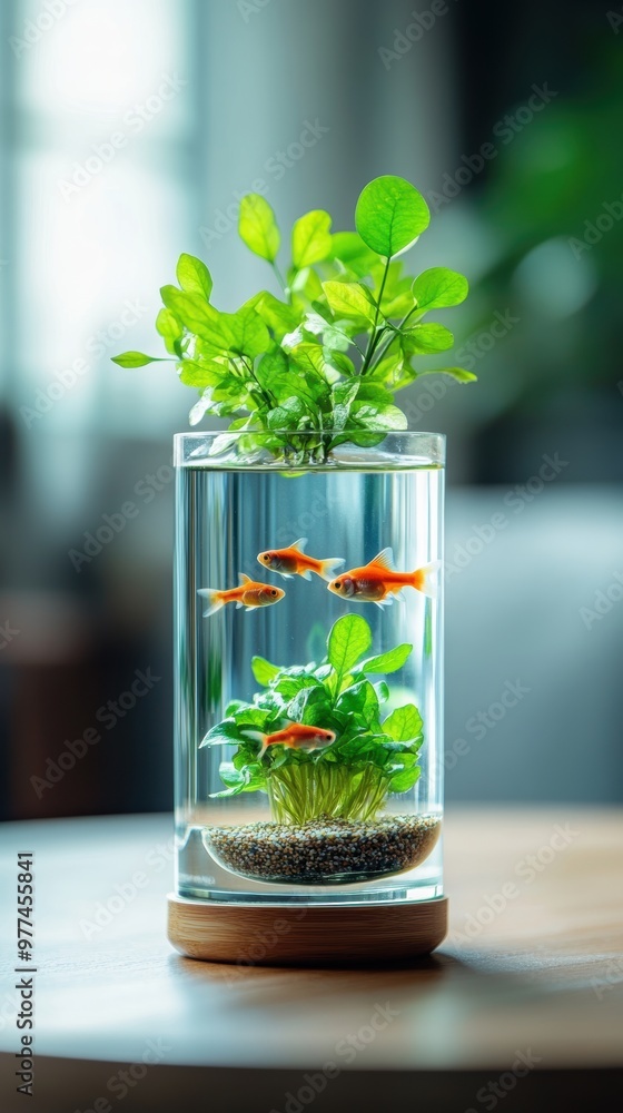 A stylish aquarium featuring vibrant fish and lush greenery, perfect for home decor and aquatic life enthusiasts. A stylish aquarium featuring vibrant fish and lush greenery, perfect for home decor and aquatic life enthusiasts.
