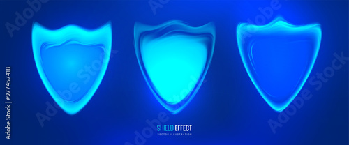 Shield protect light effect in a futuristic style. Set element glow force field, energy or defense shields, concept security, protection, and defense themes on background seems transparency