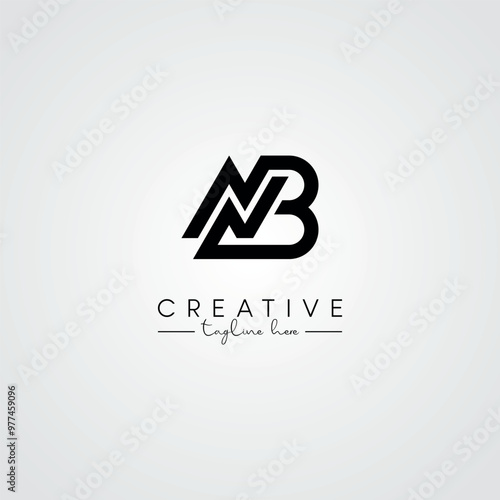 Abstract Minimal Artistic Letter NB BN Logo Design. Initial Based Letter Logo Symbol.