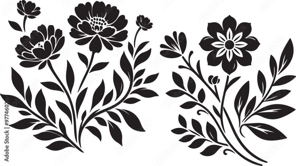 flower silhouette vector design with a white background