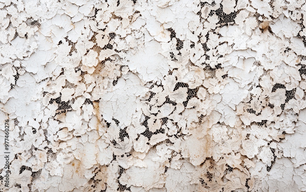 A distressed lace pattern from the 1920s, overlayed with dark textures like cracked paint and smudged ink, giving a decayed, vintage feel A distressed lace pattern from the 1920s, overlayed with dark textures like cracked paint and smudged ink, giving a decayed, vintage feel