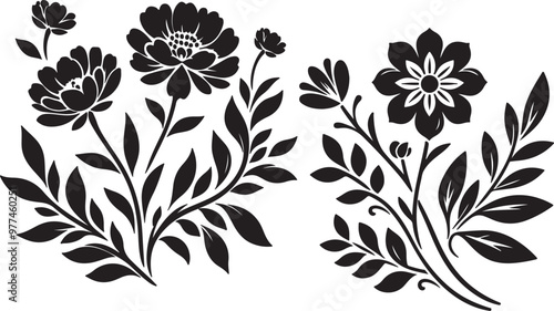 Obraz na płótnie flower silhouette vector design with a white background w salonie