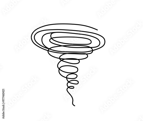 Vector isolated tornado line free hand drawing flash doodle colorless black and white contour line easy drawing