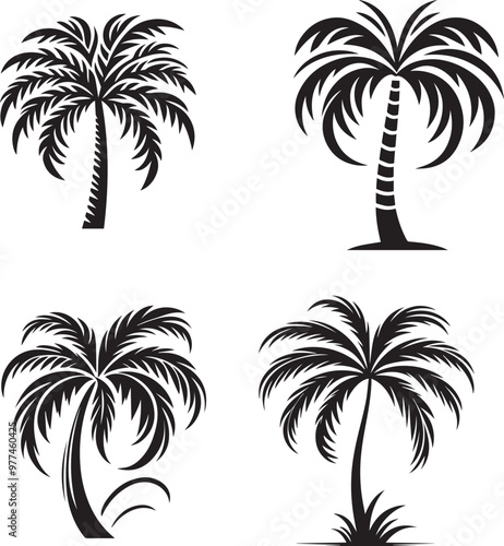 Obraz na płótnie Palm tree silhouette vector w salonie