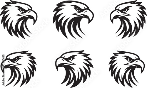 Eagle silhouettes set large pack of vector silhouette design isolated white background photo