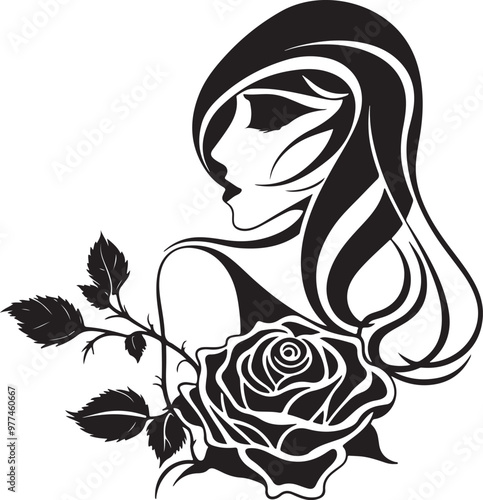 Obraz na płótnie Women Rose Vector illustration Use logo T-shirt w salonie