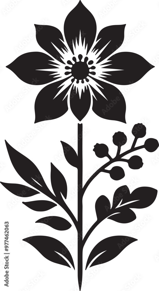 flower silhouette vector design with a white background