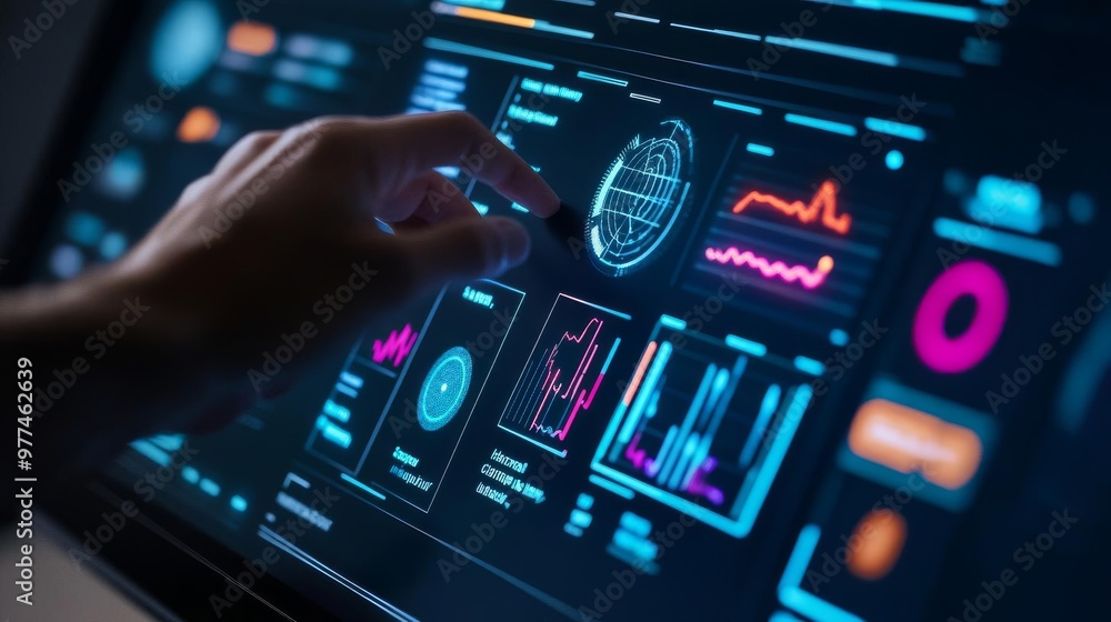 Real-time usability dashboard, digital satisfaction scores, glowing interaction insights, futuristic design assessment Real-time usability dashboard, digital satisfaction scores, glowing interaction insights, futuristic design assessment