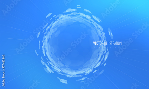 Protect field and bubble shield - light blue effect. Tunnel of light particles in circle form in futuristic abstract glowing style - concept for repair and strengthening structure and cuticle