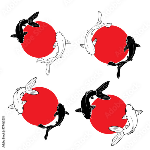 koi fish set of logo design concept of koi fish
