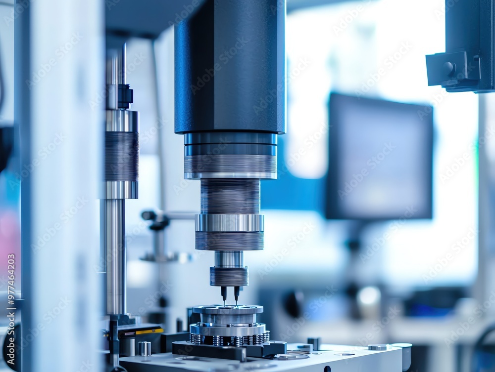 Close-up of advanced machinery in a laboratory, showcasing precision engineering and technology in a controlled environment. Close-up of advanced machinery in a laboratory, showcasing precision engineering and technology in a controlled environment.