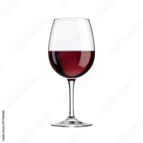 Elegant red wine glass filled with rich, deep red wine, perfect for celebrations or quiet evenings. transparent background