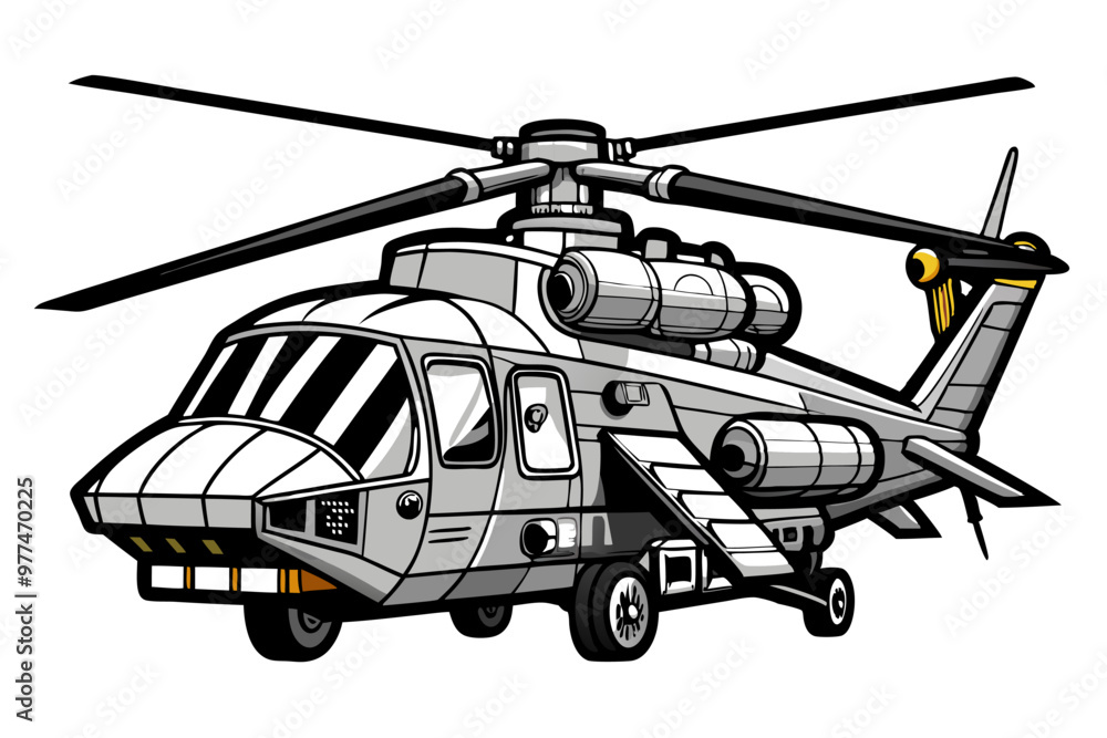 Helicopter vector line art illustration Helicopter vector line art illustration