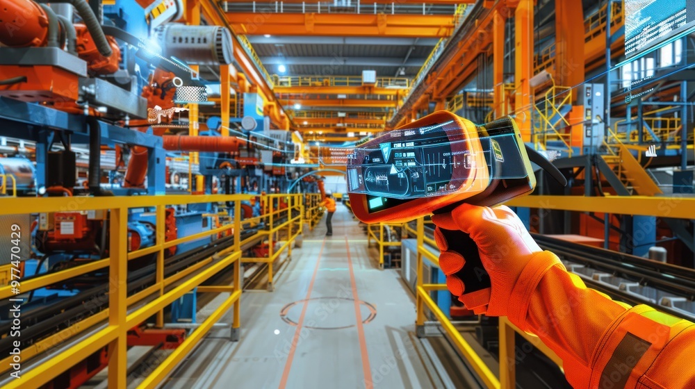 Naklejka premium Industrial Worker Using Augmented Reality