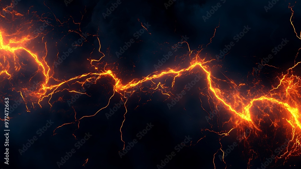 Abstract fiery lines glowing against a dark background Abstract fiery lines glowing against a dark background