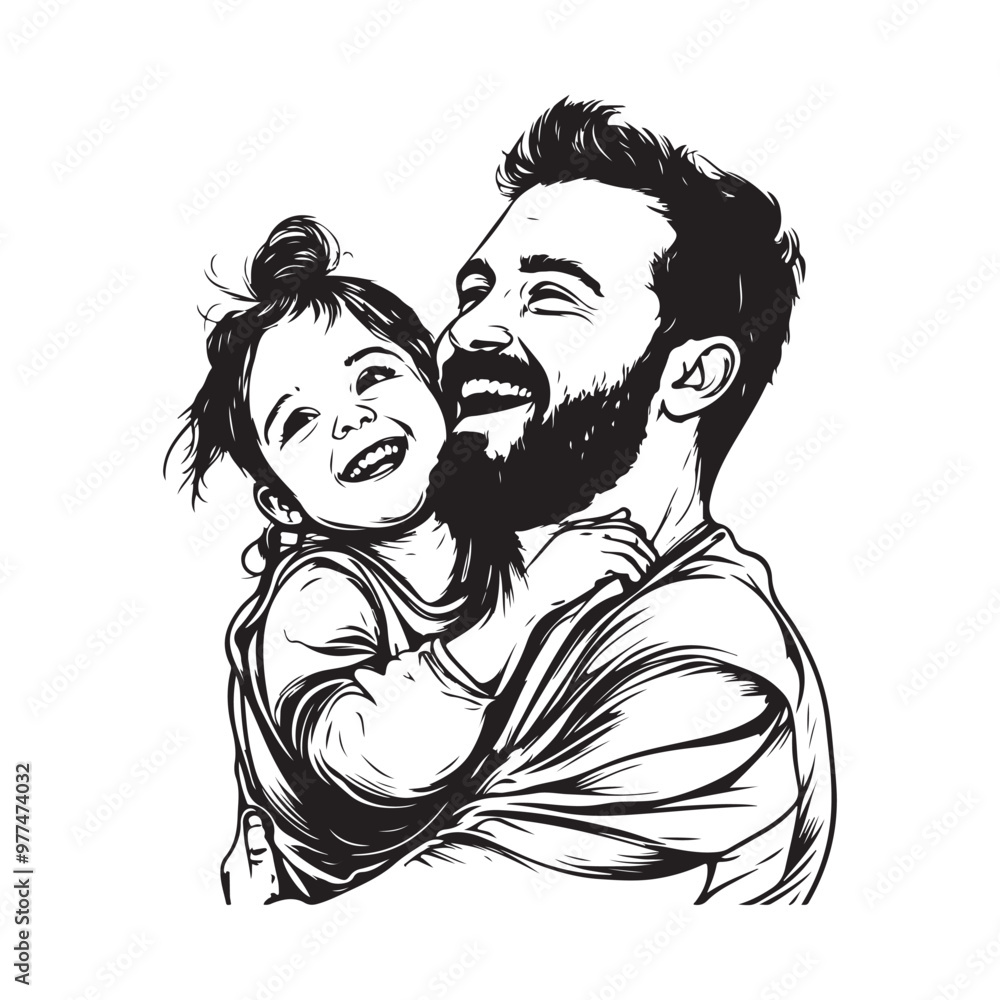 Father Daughter Laughing Images vector image isolated on white background Father Daughter Laughing Images vector image isolated on white background