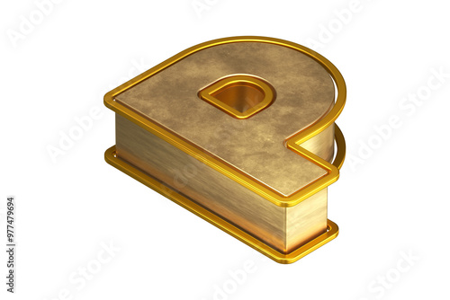 Luxury gold font 3D letter P. Isometric 3D rendering font suitable for poster, web, advertising and modern design projects.