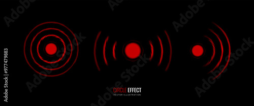 Pain effect icon on a black background. Red circle as an alarm symbol is a design element. Vector illustration