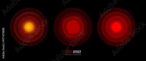 Pain effect icon on a black background for overlay. Red circular pulsation as a symbol of an alarm is a design element. Vector illustration
