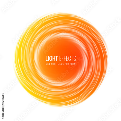Swirl circle badge concept sun orange. Rough circle of warm, bright color is an energetic, dynamic