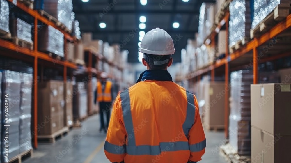 scene of employees in reflective clothing working together in a modern warehouse, showcasing the effectiveness of logistics and teamwork scene of employees in reflective clothing working together in a modern warehouse, showcasing the effectiveness of logistics and teamwork