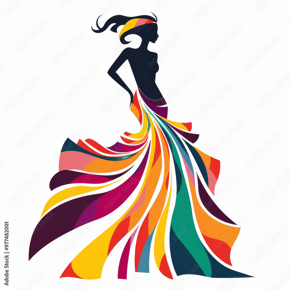 Obraz premium Fashion competition logo featuring vibrant dress design