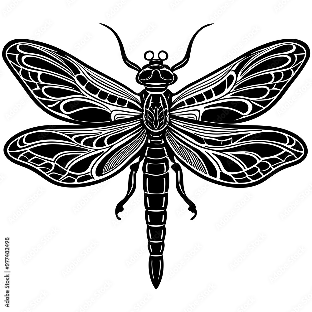 Dragonfly with detailed wings and delicate body segments. vector Dragonfly with detailed wings and delicate body segments. vector
