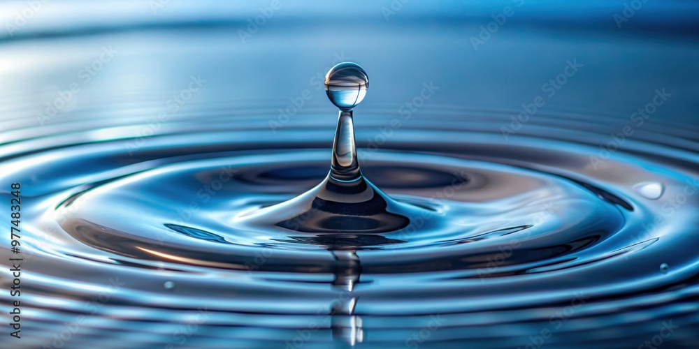 Clear droplet of water on a surface, tranquil, purity, reflection, liquid, crystal,purity, nature, freshness, dew, clean Clear droplet of water on a surface, tranquil, purity, reflection, liquid, crystal,purity, nature, freshness, dew, clean