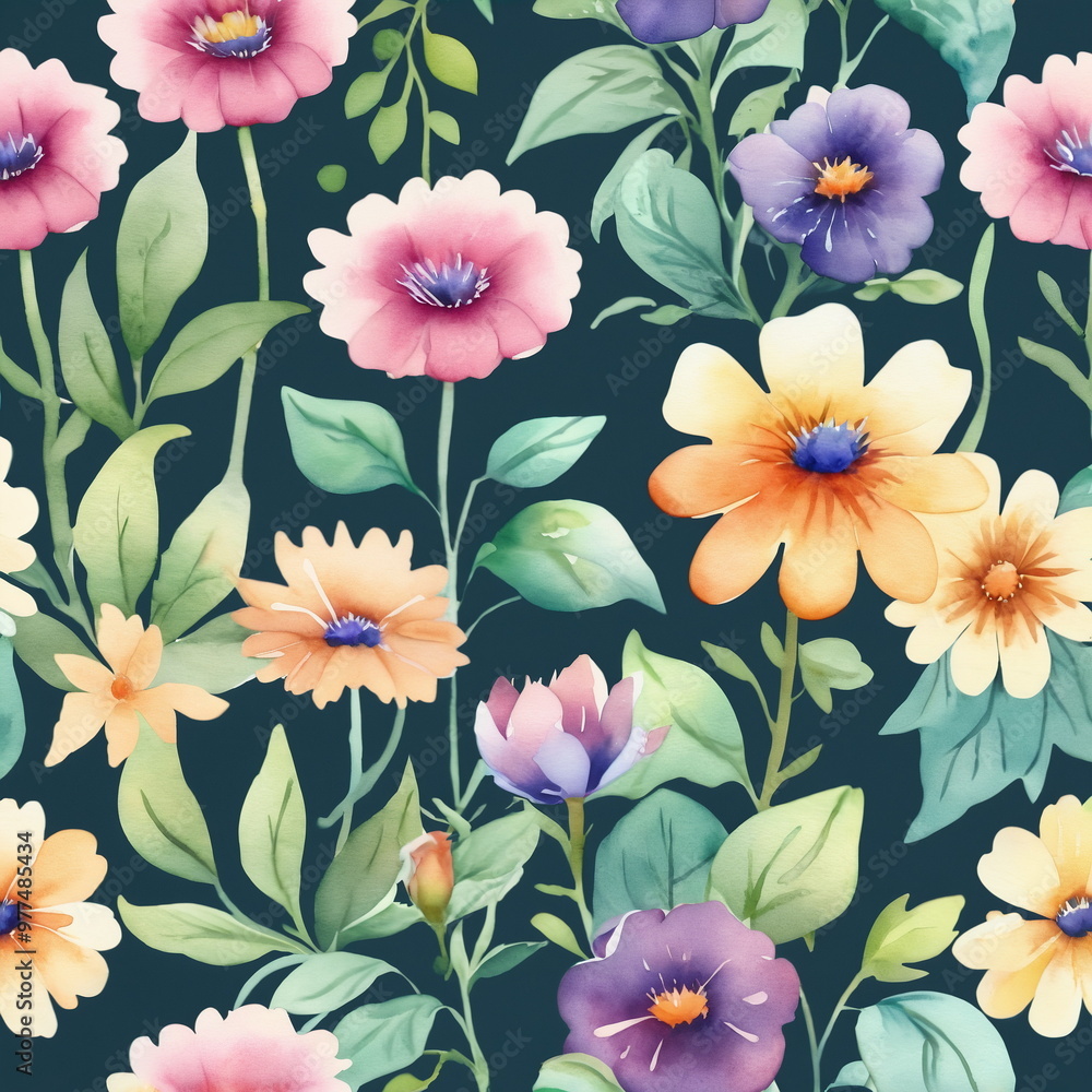 Watercolor Pretty Flowers pattern Watercolor Pretty Flowers pattern