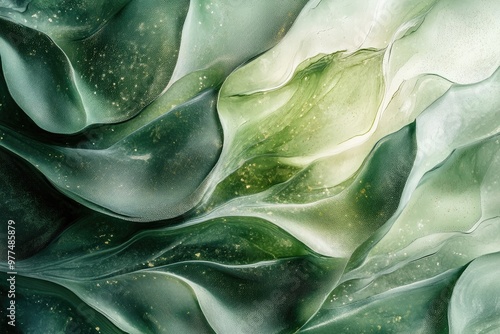 A captivating abstract design featuring flowing green and white hues, creating a serene and organic texture ideal for various uses. photo