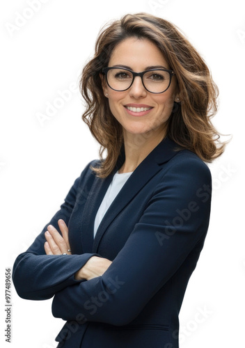 A smiling spanish businesswoman glasses face transportation.