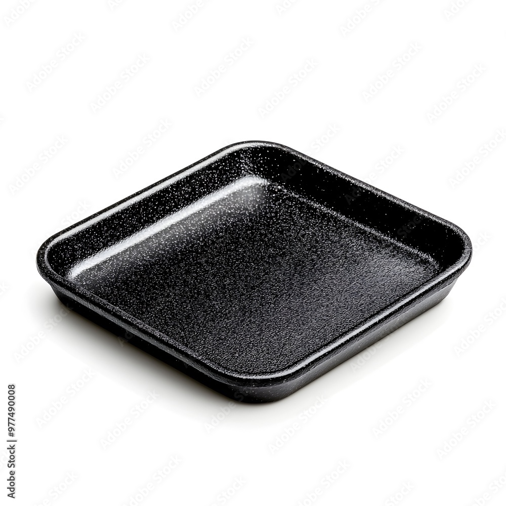 Macro Shot of a Perfect Cast Iron Square Baking Dish on White Background Macro Shot of a Perfect Cast Iron Square Baking Dish on White Background