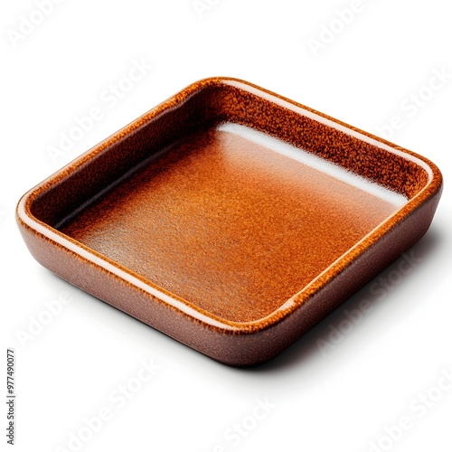 Macro Shot of a Perfect Cast Iron Square Baking Dish on White Background